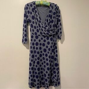 Boden polka dot womens dress blue 10R